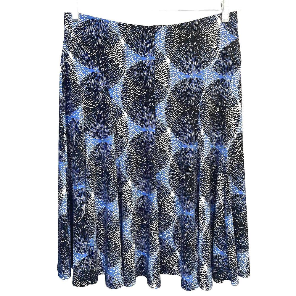 Black & Blue Dandelion Print Knee Length Soft Flowy East 5th Pleated Skirt Y2k
